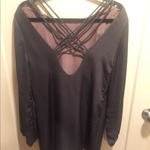 Grey silk dress boutique size large